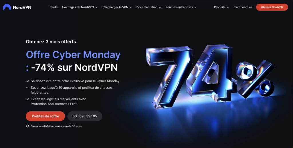 Landing page NordVPN