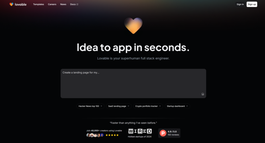 Loveable-dev - landing page product CRO