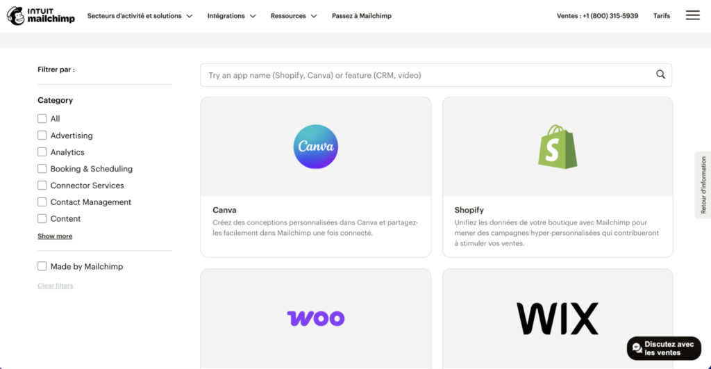 Intégrations Mailchimp