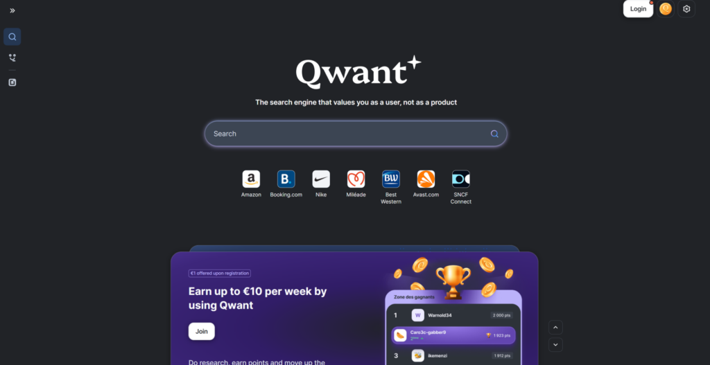 Qwant moteurs de recherche alternatifs à Google