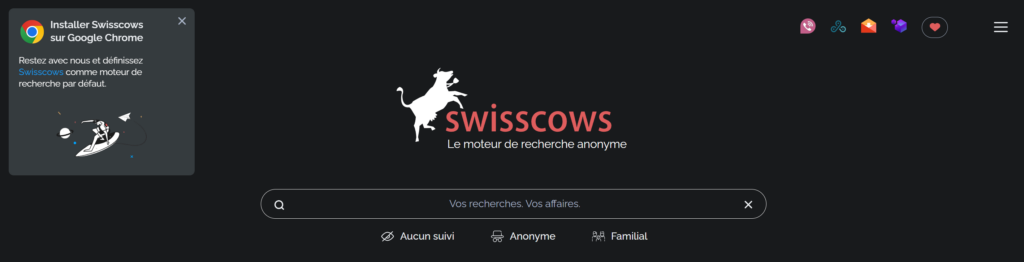 Swisscows moteurs de recherche alternatifs à Google