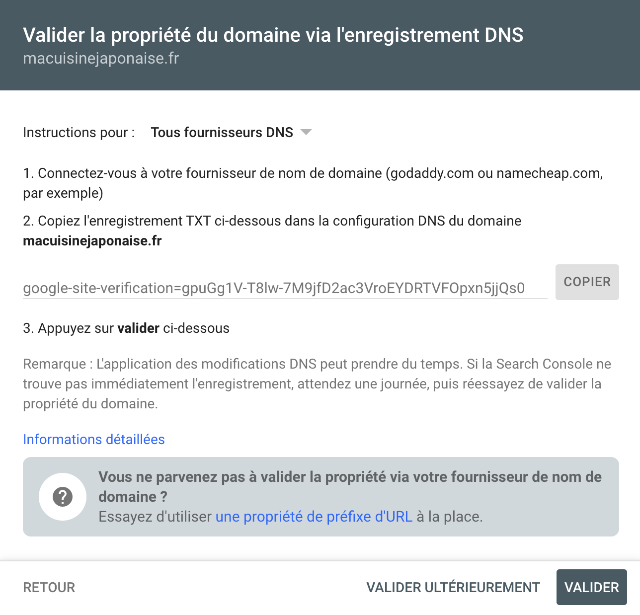 Ajouter Domaine code DNS