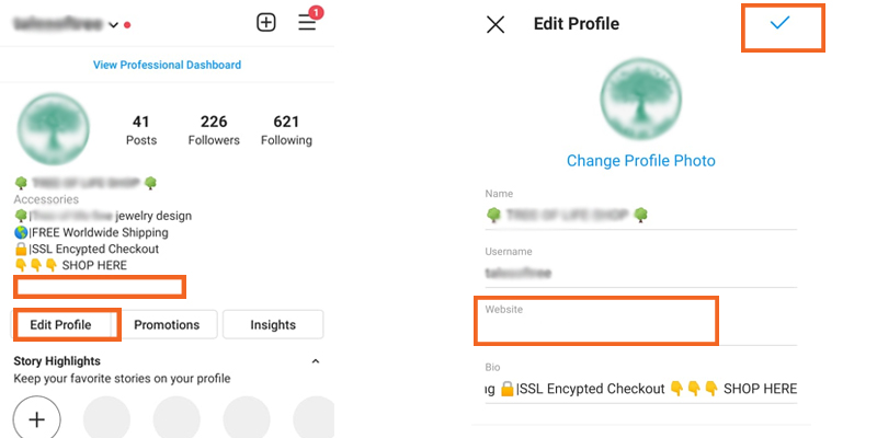 How to insert link in bio on Instagram