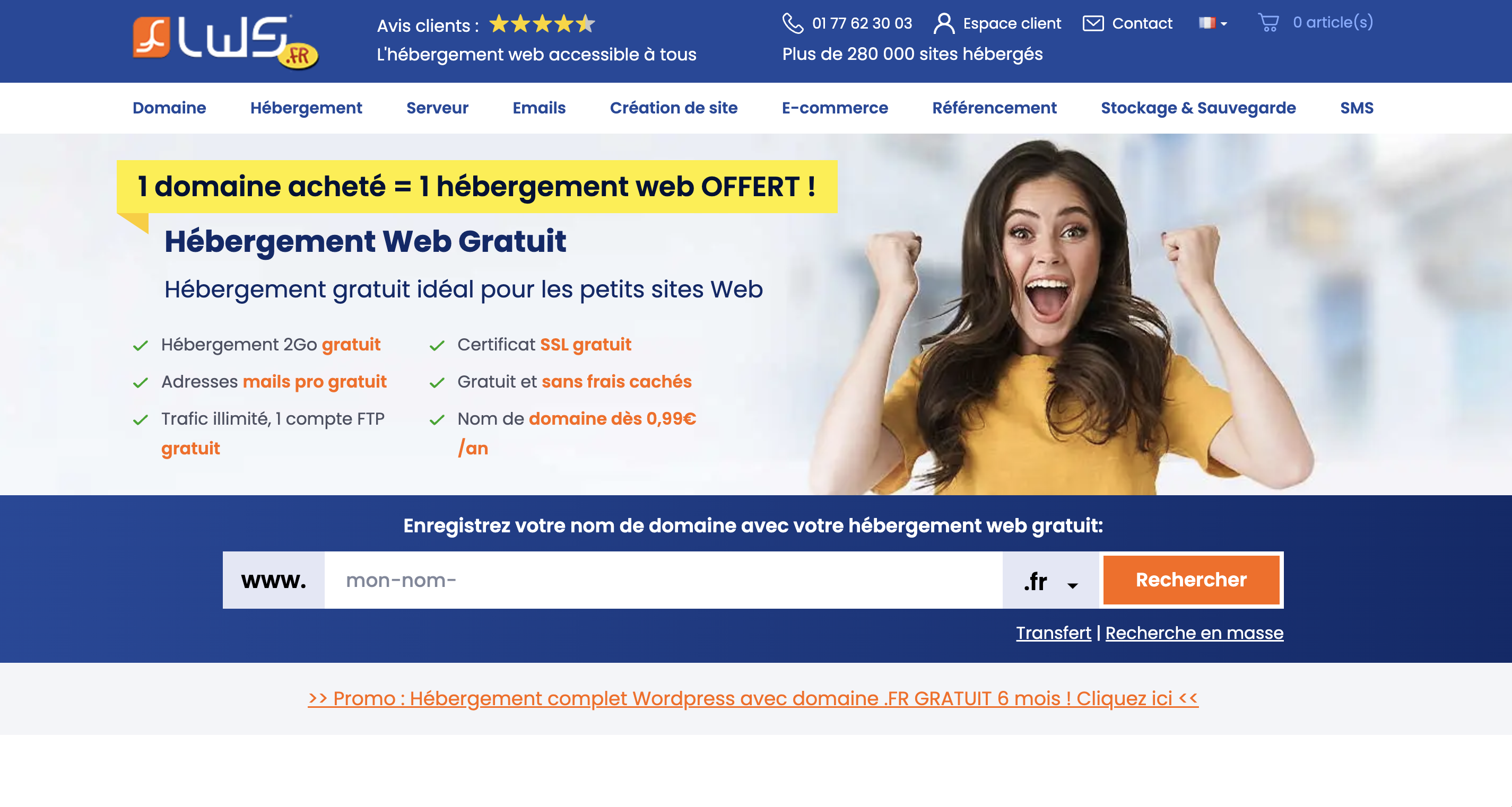 Hebergeur web gratuit LWS
