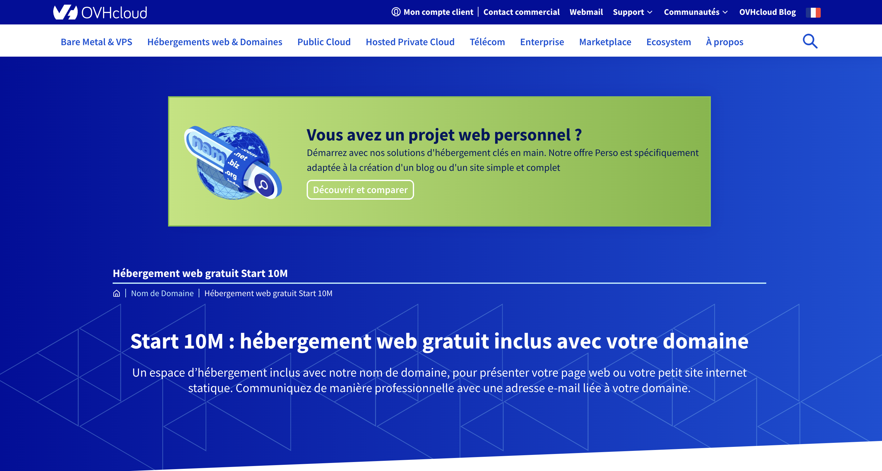 Hebergeur web gratuit Start10M OVH