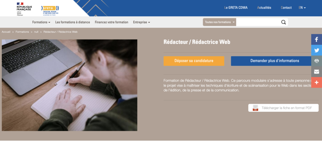 Formation rédacteur web SEO du GRETA