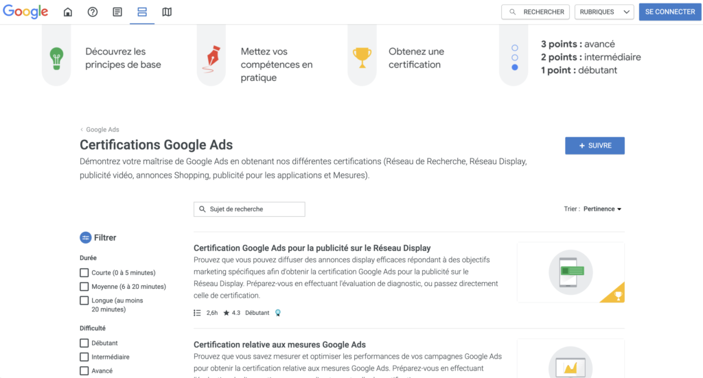 Certifications Google Ads