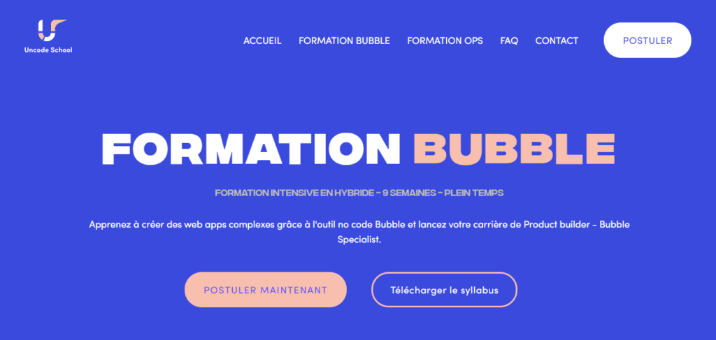 Formation Bubble - meilleures formations No-Code en ligne