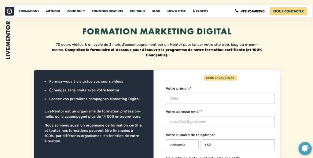 Formation Marketing Digital de LiveMentor