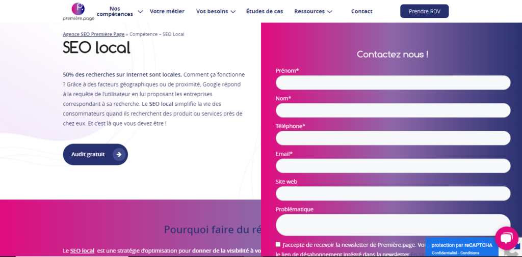 premier page - Agence seo local