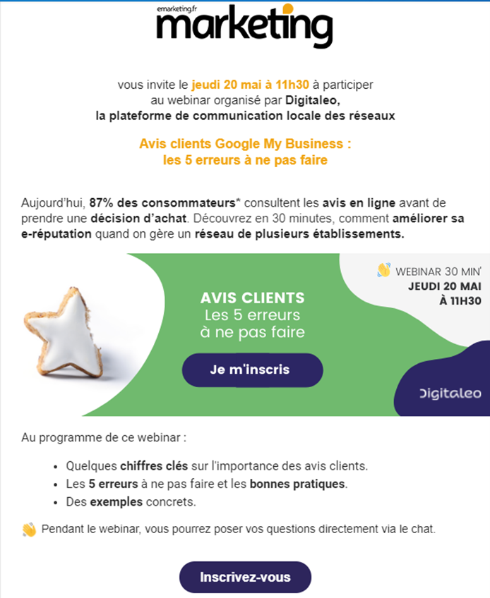 Exemple de Call-To-Action emailing