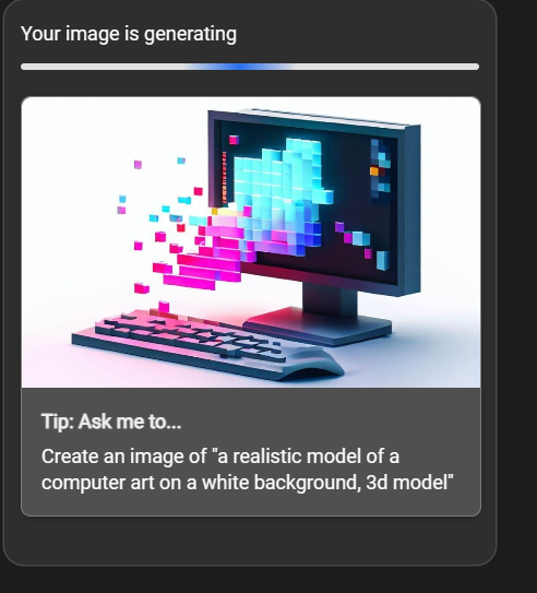 Bing Chat traitera immédiatement la commande pour créer l'image.