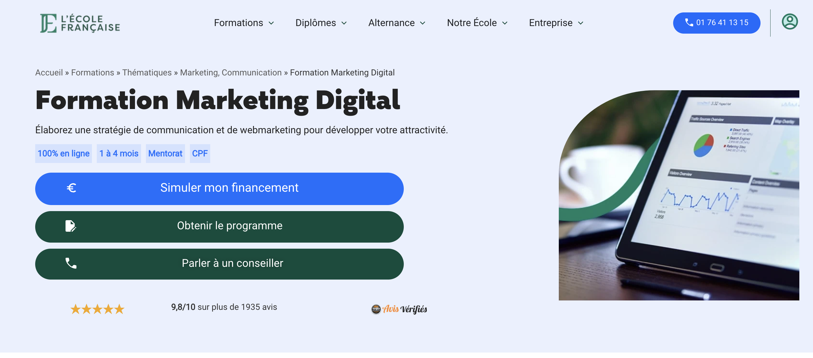 Formation marketing digital de l’École Française