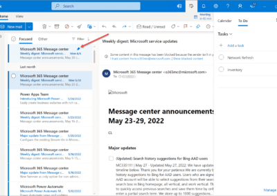 Microsoft Outlook Email Pinning