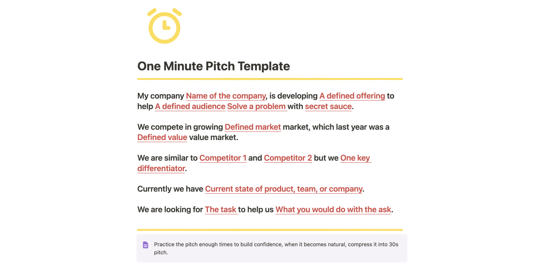 Template pitch Notion