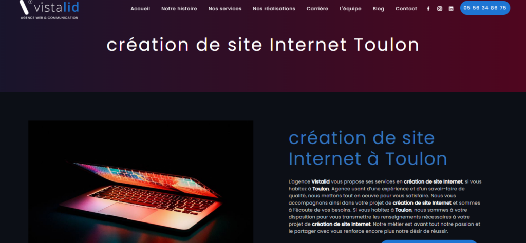 Vistalid - Création site internet Toulon