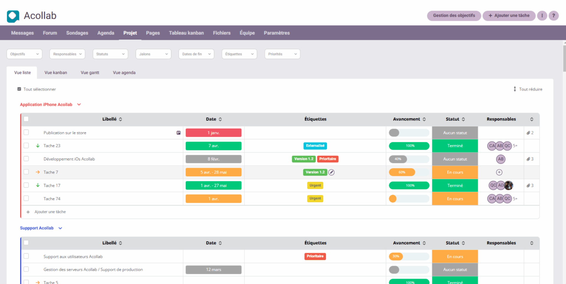 Acollab gestion de projet