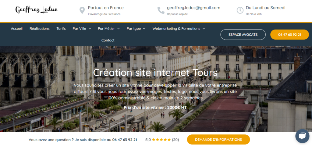 Geoffrey Leduc - Création site internet Tours