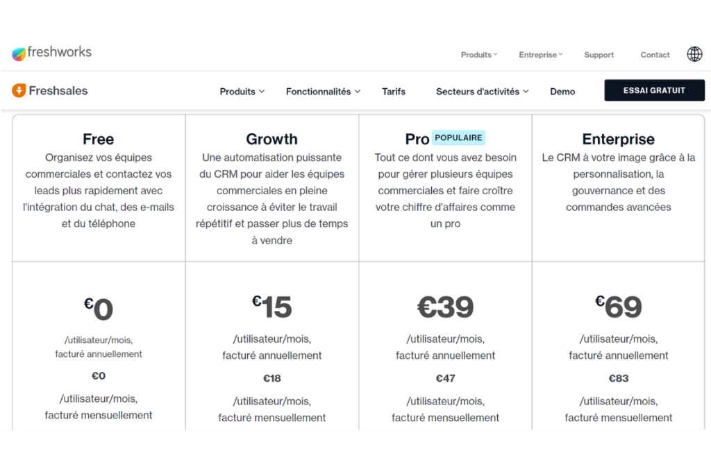 Freshsales by Freshworks Sales CRM Tarif - alternatives à HubSpot pour votre CRM