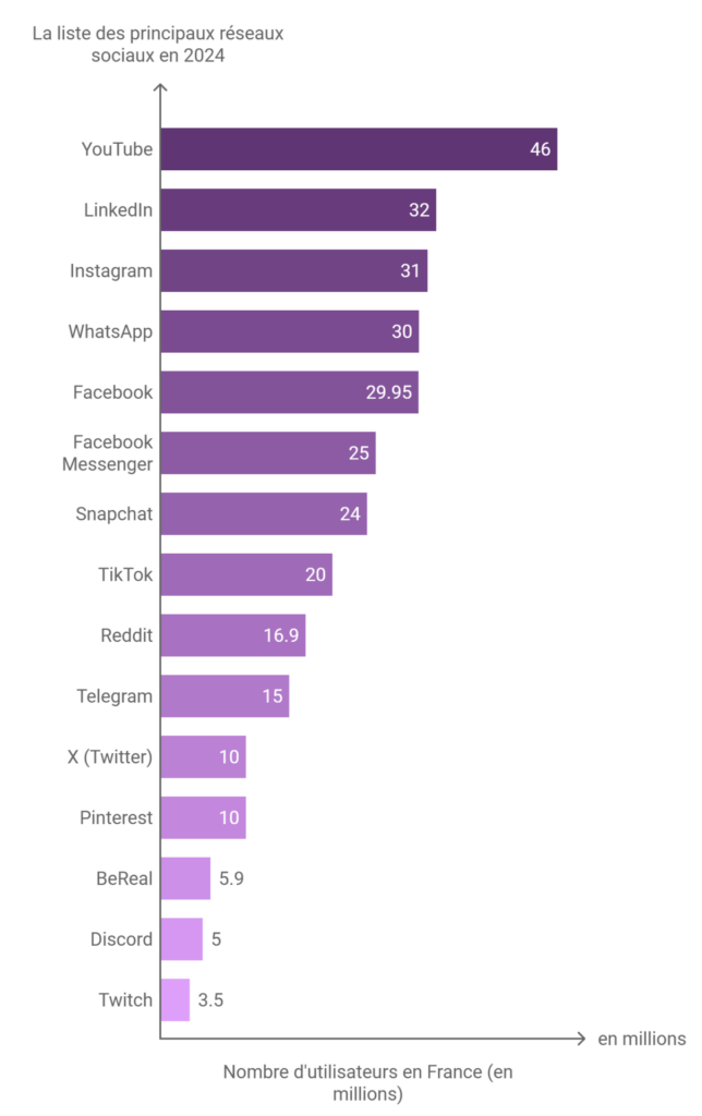 Les réseaux sociaux les plus populaires en France en 2024