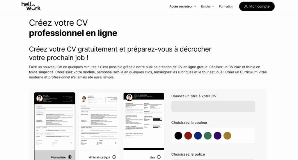 Hellowork CV