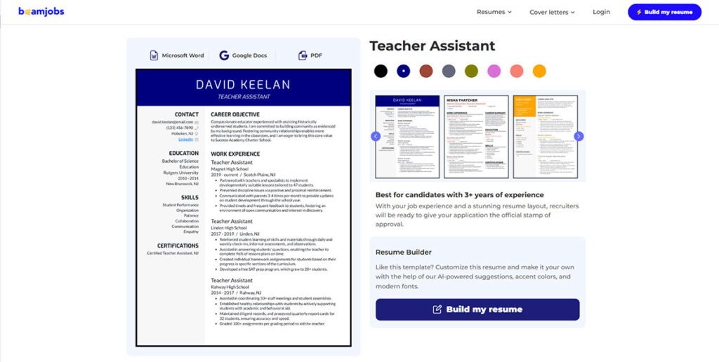 beamjobs-resume-templates