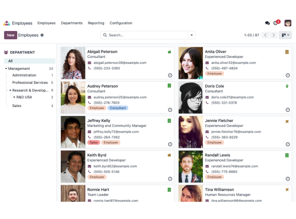 Administration des employés Odoo
