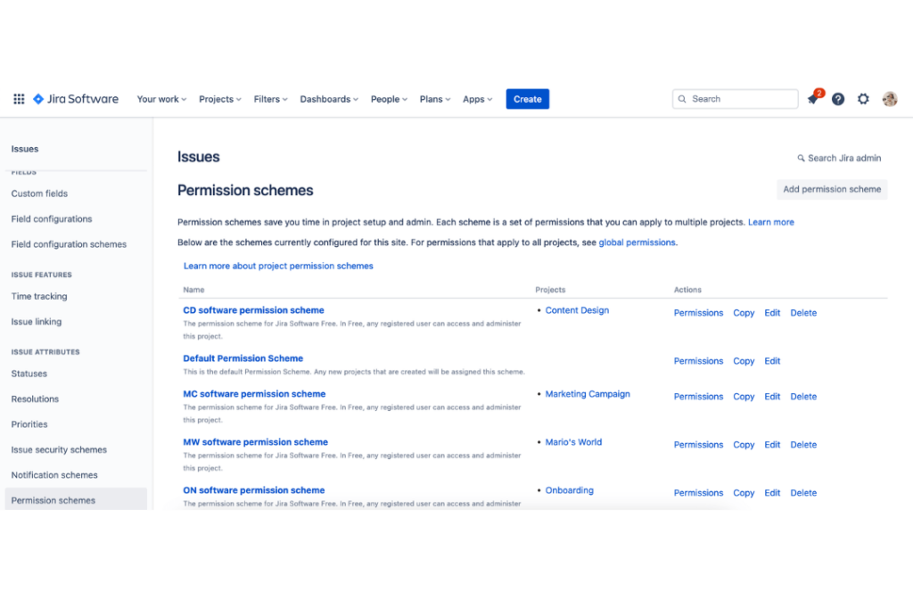 Jira Gestion des permissions et sécurité