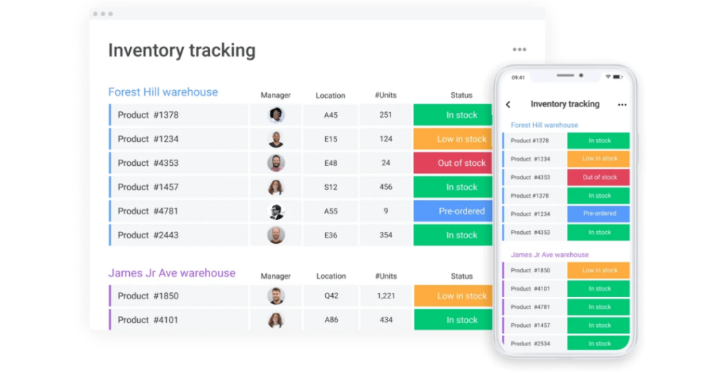 monday gestion commandes