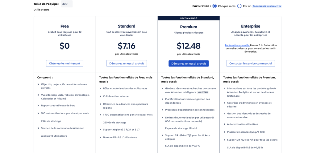 Tarifs Jira