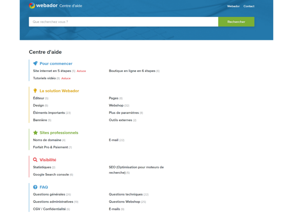 Help Center - Webador fr