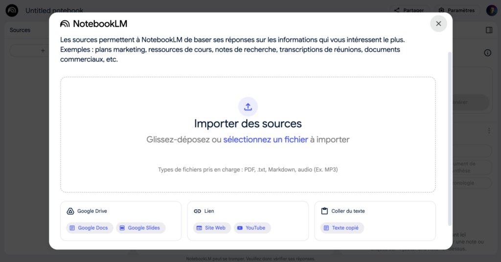 Importer NotebookLM