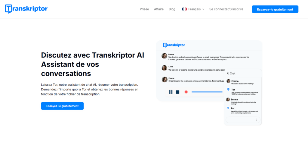 Transkriptor résumer votre transcription