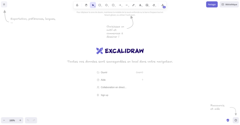 Excalidraw : un tableau blanc en ligne pour créer des diagrammes