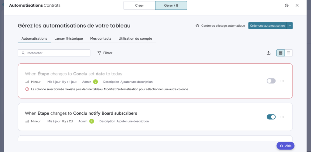 Automations monday CRM