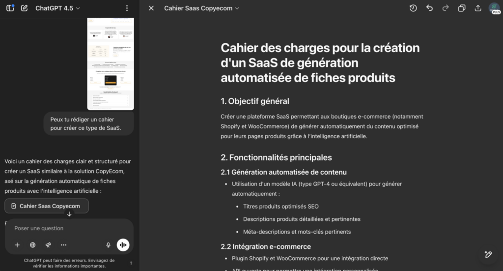 Cahier des charges SaaS