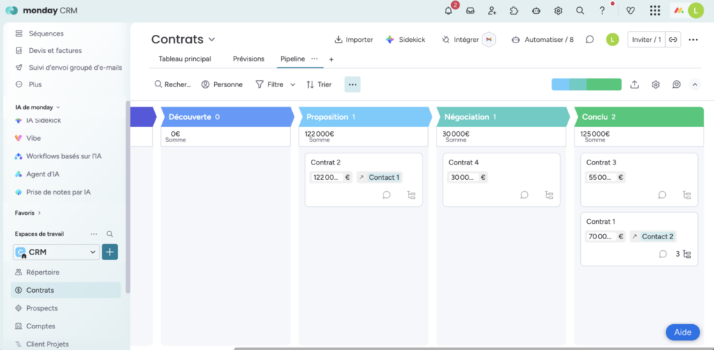 Contracts monday CRM