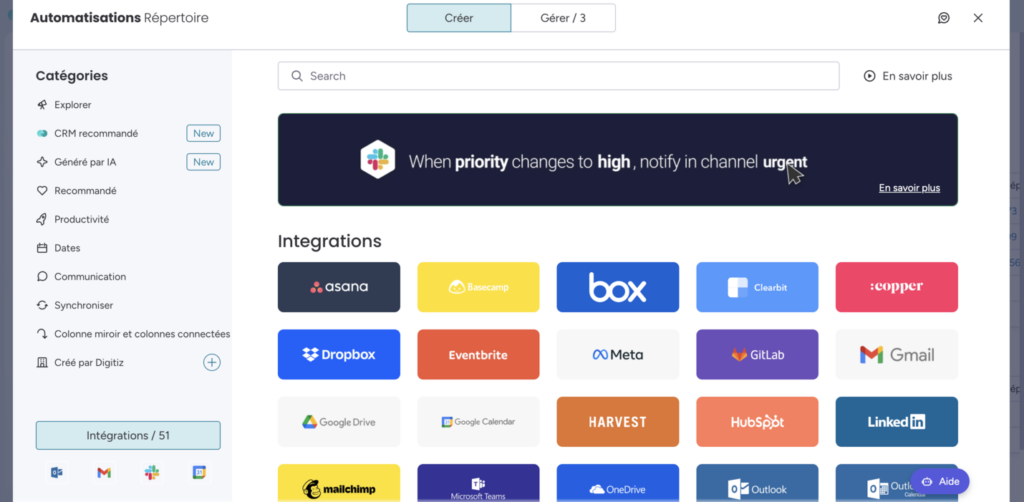 Intégrations monday CRM