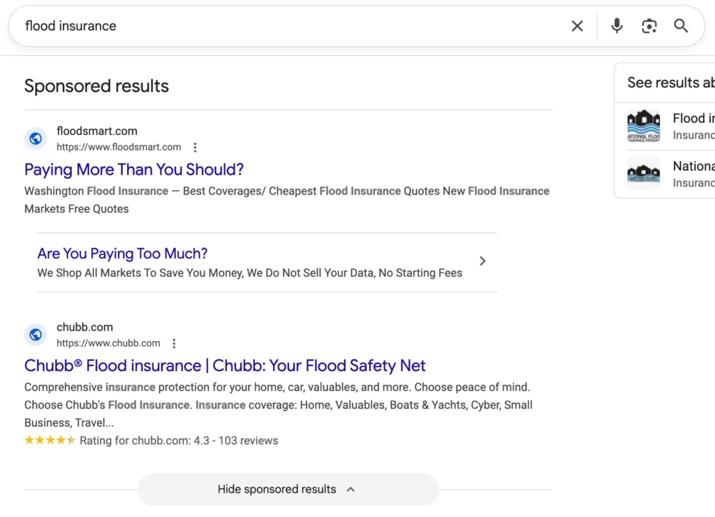 Google cacher résultats payants