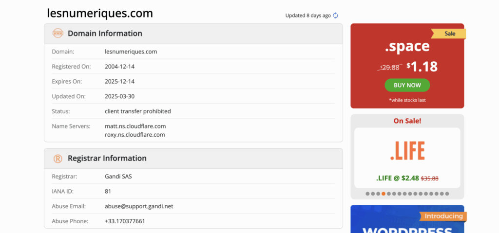 WHOIS nom de domaine