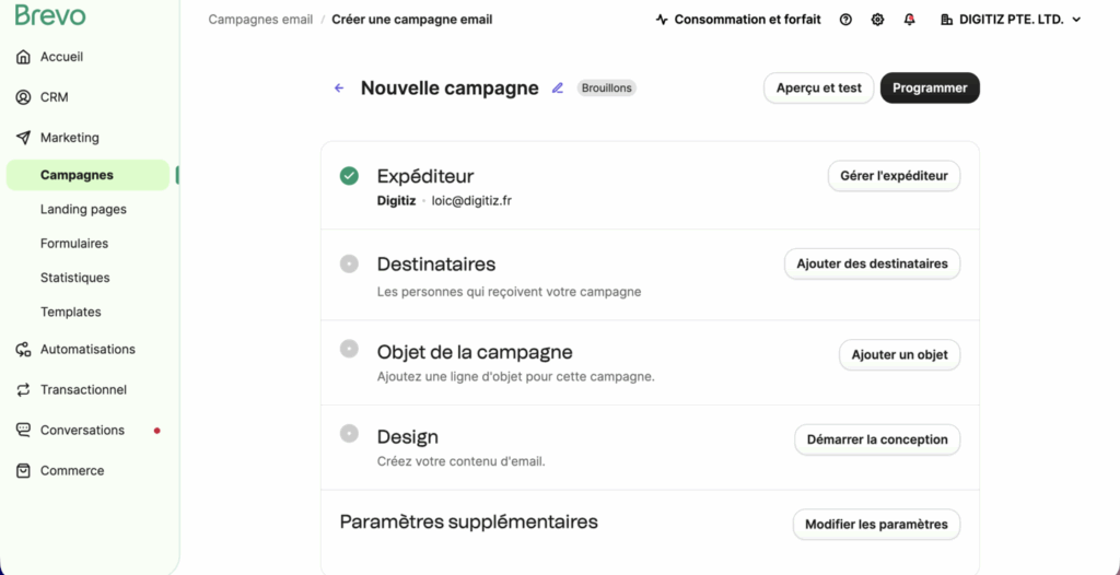 Créer campagne Brevo