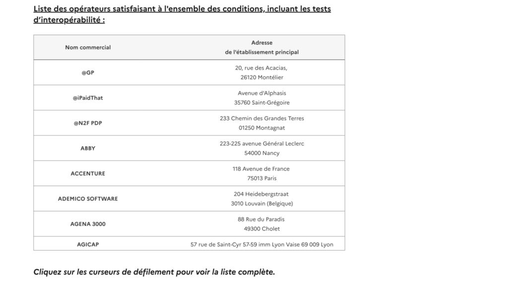 Plateformes Agréées