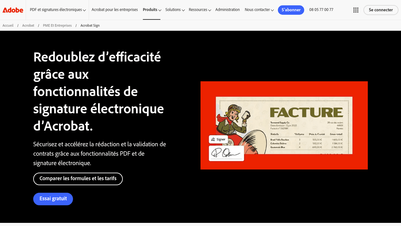 Capture d'écran Adobe Acrobat Sign