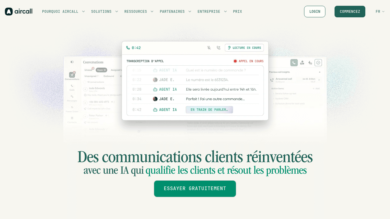 Aircall - logiciel de téléphonie cloud pour le service client