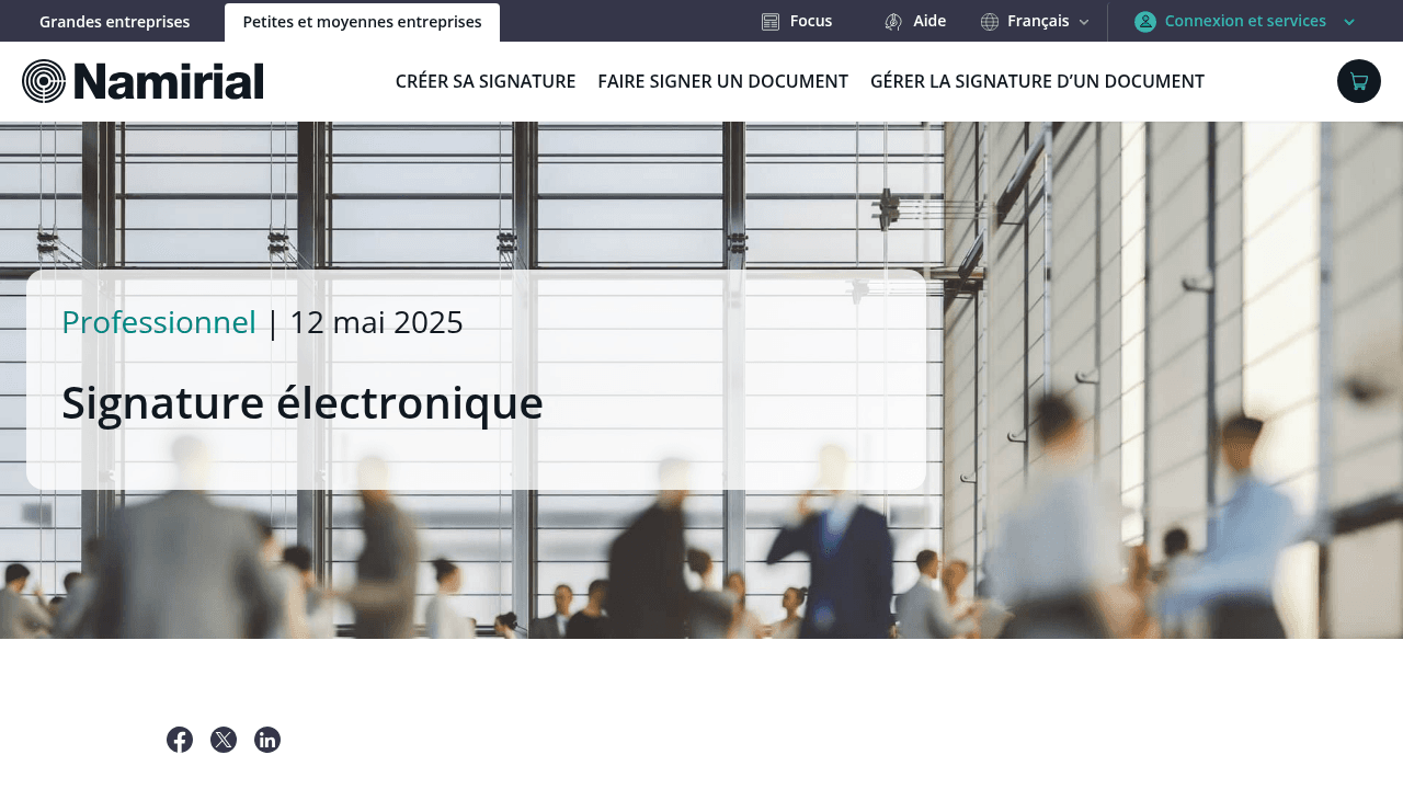 Capture d'écran Namirial - logiciel signature électronique