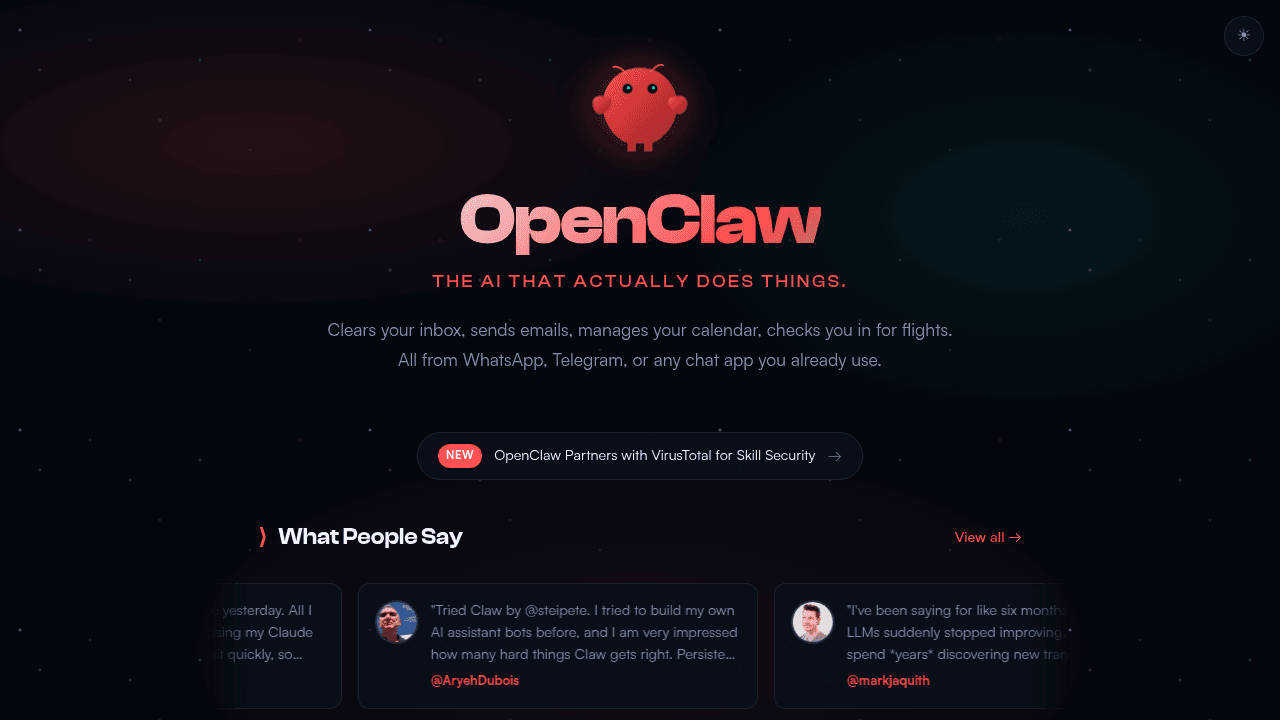 Capture d'écran OpenClaw - agent IA open-source