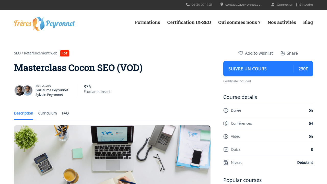 Masterclass Cocon SEO Frères Peyronnet