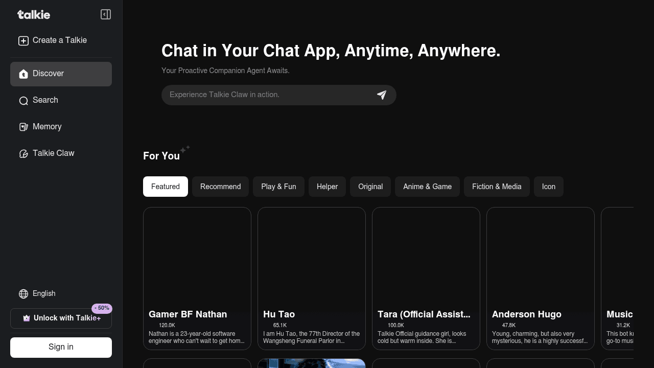 Minimax Talkie AI - Avatars IA vocaux