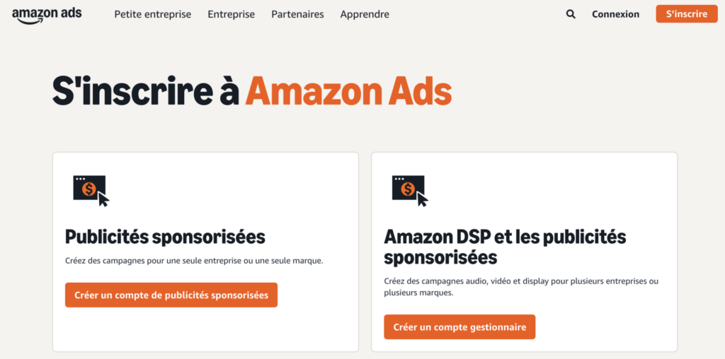 Créer compte Amazon Ads