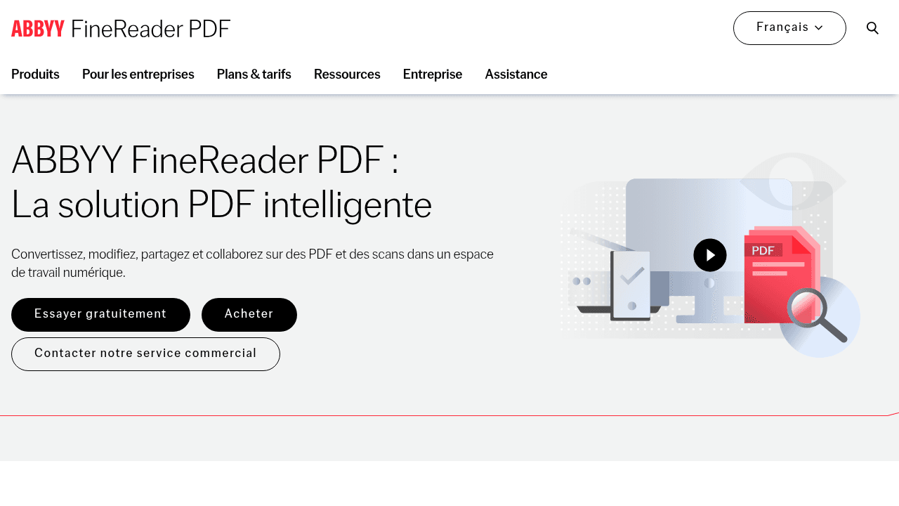 Page d'accueil d'ABBYY FineReader PDF, référence professionnelle de l'OCR